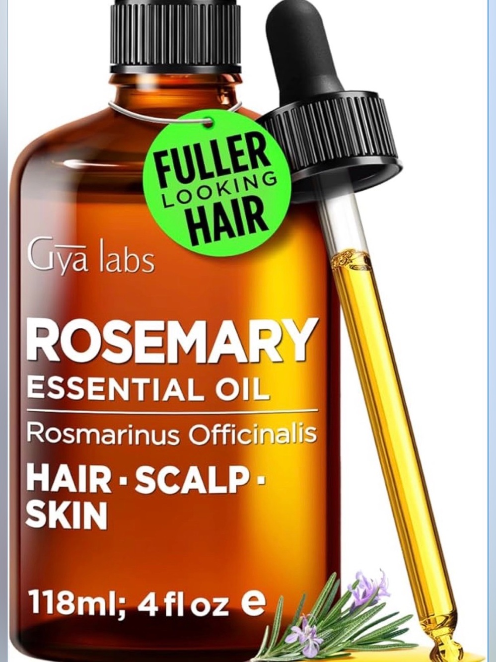 Rosemary Essential Oil for Hair - Huge 4 Fl Oz